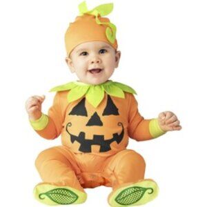Way to Celebrate! 2-Piece Jack-o-Lantern Pumpkin Infant Costume Size 0-6 Mos NWT